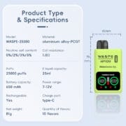 WASPE 25000 25K Puffs Dual Mesh 25ml Einweg-E-Zigarette Original – Bild 3