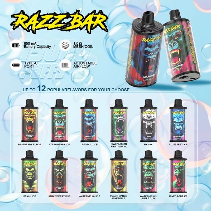 Lista dei sapori di Razz Bar 15000 Puffs